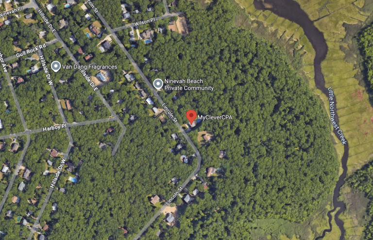 Map view of the MyCleverCPA Sag Harbor office near Sag Harbor Bay